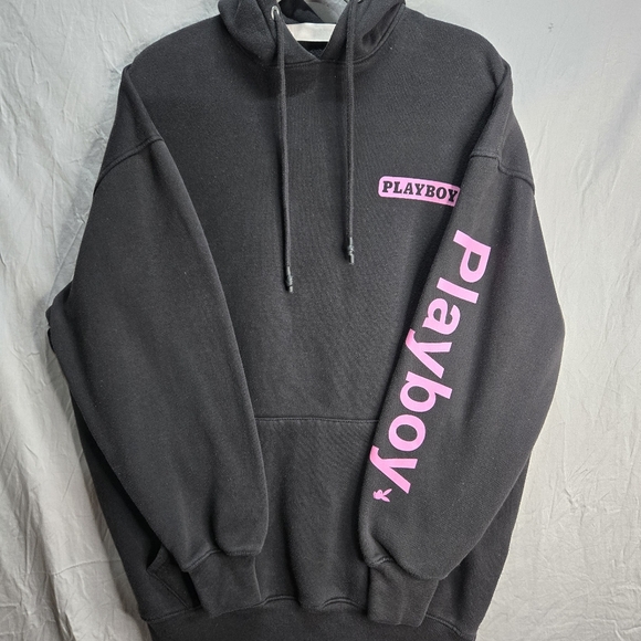 Misguided Playboy XL Oversized Hoodie W/ Pink Logo And Large Print On Back - Picture 7 of 12